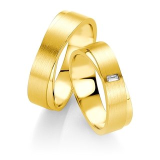 Breuning - Eheringe einfarbig Gelbgold mit Diamant - 48/05263,48/05264