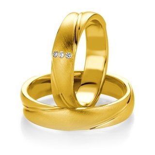 Breuning - Eheringe einfarbig 375er Gelbgold mit Diamant  - 48/05253,48/05254