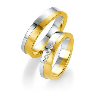 Breuning - Eheringe bicolor Weißgold/Gelbgold mit Diamant  - 48/05249,48/05250