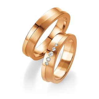 Breuning - Eheringe einfarbig 375er Rotgold mit Diamant - 48/05249,48/05250