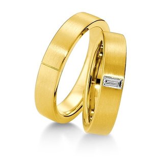 Breuning - Eheringe einfarbig Gelbgold mit Diamant - 48/03220,48/03221