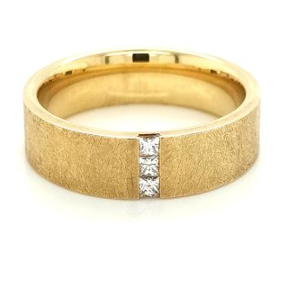 Brillantring Diamantring mit 3 Diamanten echt Gold 585 eismatt Ringweite 64