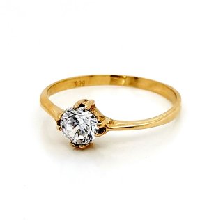 Damenring Verlobungsring mit großem weißen Stein echt Gold 585 Glanz Ringweite 56